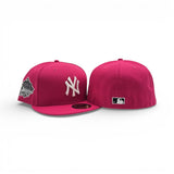Bright Rose Pink New York Yankees Gray Bottom 1999 World Series Side Patch New Era 59Fifty Fitted