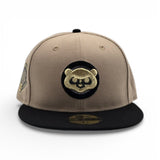 Camel Chicago Cubs Black Visor Gray Bottom Wrigley Field Side Patch New Era 59Fifty Fitted
