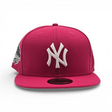 Bright Rose Pink New York Yankees Gray Bottom 1999 World Series Side Patch New Era 59Fifty Fitted