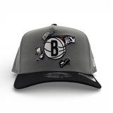 Black  Brooklyn Nets Curved Brim Gray Bottom Cartoon Pack New Era 9Fifty A-Frame Snapback
