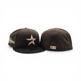 Brown Houston Astros Black Visor Real Tree Bottom 2005 World Series Side Patch New Era 59Fifty Fitted