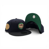 Navy Blue Chicago Cubs Black Visor Green Bottom Wrigley Field Side Patch New Era 59Fifty Fitted