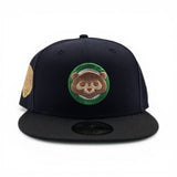 Navy Blue Chicago Cubs Black Visor Green Bottom Wrigley Field Side Patch New Era 59Fifty Fitted