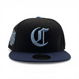 Black Cincinnati Reds Oceanside Blue Icy Blue Bottom 150th Anniversary Side Patch New Era 59Fifty Fitted