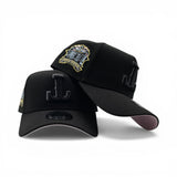Black Texas Rangers Burgundy Curved Brim Pink Bottom Final Season Side Patch New Era 9Forty A-Frame Snapback