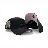 Black Texas Rangers Burgundy Curved Brim Pink Bottom Final Season Side Patch New Era 9Forty A-Frame Snapback