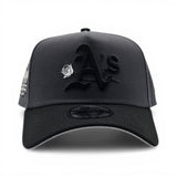 Dark Gray Oakland Athletics Rose Logo Black Curved Brim Gray Bottom 40th Anniversary Side Patch New Era 9Forty Snapback
