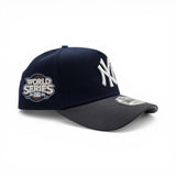 Light Navy Blue New York Yankees Dark Gray Curved Brim Gray Bottom 2009 World Series Side Patch New Era A-Frame 9Fifty Snapback