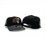 Black Mexico Aztec Skull Warriors Dark Gray Curved Brim Gray Bottom Aguila Side Patch New Era 9Forty Snapback