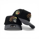 Black Mexico Aztec Skull Warriors Dark Gray Curved Brim Gray Bottom Aguila Side Patch New Era 9Forty Snapback