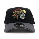 Black Mexico Aztec Skull Warriors Dark Gray Curved Brim Gray Bottom Aguila Side Patch New Era 9Forty Snapback