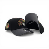 Black Mexico Aztec Skull Warriors Dark Gray Curved Brim Gray Bottom Aguila Side Patch New Era 9Forty Snapback