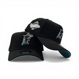 Black Florida Marlins Curved Brim Teal Bottom 1997 World Series Side Patch New Era A-Frame 9Forty Snapback
