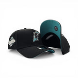 Black Florida Marlins Curved Brim Teal Bottom 1997 World Series Side Patch New Era A-Frame 9Forty Snapback