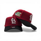 Red St. Louis Cardinals Black Curved Brim Gray Bottom 1982 World Series Side Patch New Era A-Frame 9Forty Snapback