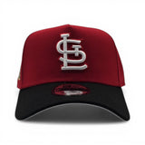 Red St. Louis Cardinals Black Curved Brim Gray Bottom 1982 World Series Side Patch New Era A-Frame 9Forty Snapback