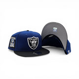 Royal Blue Las Vegas Raiders Black Visor Gray Bottom Super Bowl XI New Era 9Fifty Snapback