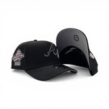 Black Atlanta Braves Rose Logo Curved Brim Gray Bottom 1995 World Series Welcome To The Show Side Patch New Era A-Frame 9Forty Snapback