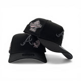 Black Atlanta Braves Rose Logo Curved Brim Gray Bottom 1995 World Series Welcome To The Show Side Patch New Era A-Frame 9Forty Snapback