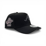 Black Atlanta Braves Rose Logo Curved Brim Gray Bottom 1995 World Series Welcome To The Show Side Patch New Era A-Frame 9Forty Snapback