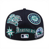 Navy Blue Seattle Mariners All Over Logo Gray Bottom 59FIFTY New Era Fitted
