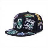 Navy Blue Seattle Mariners All Over Logo Gray Bottom 59FIFTY New Era Fitted