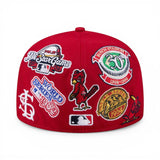 Red St Louis Cardinals All Over Logo Gray Bottom 59FIFTY New Era Fitted