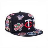 Navy Blue Minnesota Twins All Over Logo Gray Bottom 59FIFTY New Era Fitted