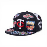 Navy Blue Minnesota Twins All Over Logo Gray Bottom 59FIFTY New Era Fitted