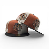 Pinwheel Rust / Off White Chicago Blackhawks Black Visor Gray Bottom 1990 All Star Game Side Patch New Era 59Fifty Fitted