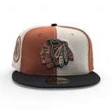 Pinwheel Rust / Off White Chicago Blackhawks Black Visor Gray Bottom 1990 All Star Game Side Patch New Era 59Fifty Fitted