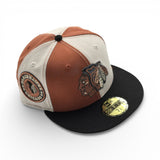 Pinwheel Rust / Off White Chicago Blackhawks Black Visor Gray Bottom 1990 All Star Game Side Patch New Era 59Fifty Fitted