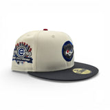Off White Chicago Cubs Dark Gray Visor Gray Bottom 1990 All Star Game Side Patch New Era 59Fifty Fitted