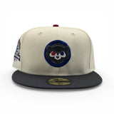Off White Chicago Cubs Dark Gray Visor Gray Bottom 1990 All Star Game Side Patch New Era 59Fifty Fitted