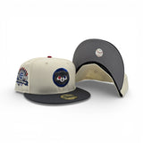 Off White Chicago Cubs Dark Gray Visor Gray Bottom 1990 All Star Game Side Patch New Era 59Fifty Fitted