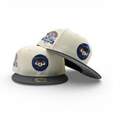 Off White Chicago Cubs Dark Gray Visor Gray Bottom 1990 All Star Game Side Patch New Era 59Fifty Fitted