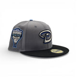 Storm Gray Arizona Diamondbacks Black Visor Icy Blue Bottom 1998 Inaugural Season Side Patch New Era 59Fifty Fitted