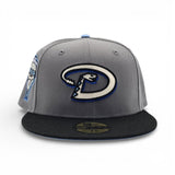 Storm Gray Arizona Diamondbacks Black Visor Icy Blue Bottom 1998 Inaugural Season Side Patch New Era 59Fifty Fitted