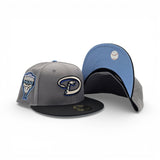 Storm Gray Arizona Diamondbacks Black Visor Icy Blue Bottom 1998 Inaugural Season Side Patch New Era 59Fifty Fitted
