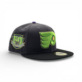 Dark Gray Philadelphia Flyers Black Visor Green Bottom 50th Anniversary Side Patch New Era 59Fifty Fitted