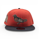 Orange Baltimore Orioles Dark Gray Visor Gray Bottom Bird Logo 50th Anniversary Side Patch New Era 9Fifty Snapback