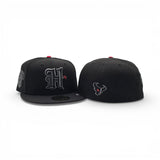 Black Houston Texans Red Bottom H-Town Skeleton Rock Hand Side Patch New Era 59Fifty Fitted