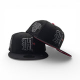 Black Houston Texans Red Bottom H-Town Skeleton Rock Hand Side Patch New Era 59Fifty Fitted