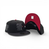 Black Houston Texans Red Bottom H-Town Skeleton Rock Hand Side Patch New Era 59Fifty Fitted