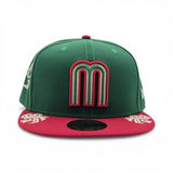 Green Mexico Latin Embroidery Red Visor Gray Bottom New Era 59Fifty Fitted