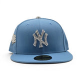 Swarovski Crystal Sky Blue New York Yankees 2009 World Series Side Patch Gray Bottom New Era 59Fifty Fitted