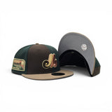 Dark Green/Brown Pinwheel Montreal Expos Tan Visor Gray Bottom Olympic Stadium Side patch New Era 59Fifty Fitted