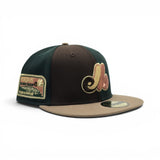 Dark Green/Brown Pinwheel Montreal Expos Tan Visor Gray Bottom Olympic Stadium Side patch New Era 59Fifty Fitted