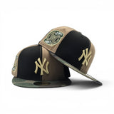 Black/Tan Pinwheel New York Yankees Woodland Camo Visor Gray Bottom 2000 Subway Series Side Patch New Era 59Fifty Fitted