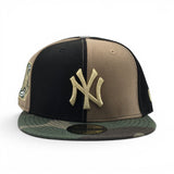 Black/Tan Pinwheel New York Yankees Woodland Camo Visor Gray Bottom 2000 Subway Series Side Patch New Era 59Fifty Fitted
